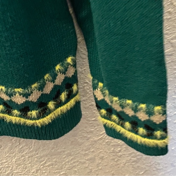 Style & CO Petite Large Fair Isle Green Crewneck Sweater - Picture 4 of 5